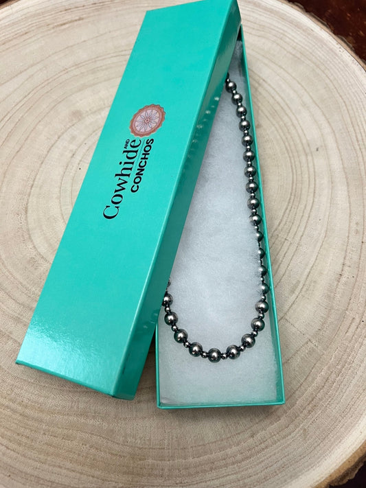 6mm and 3mm Sterling Silver Pearls choker necklace - 14 inch choker