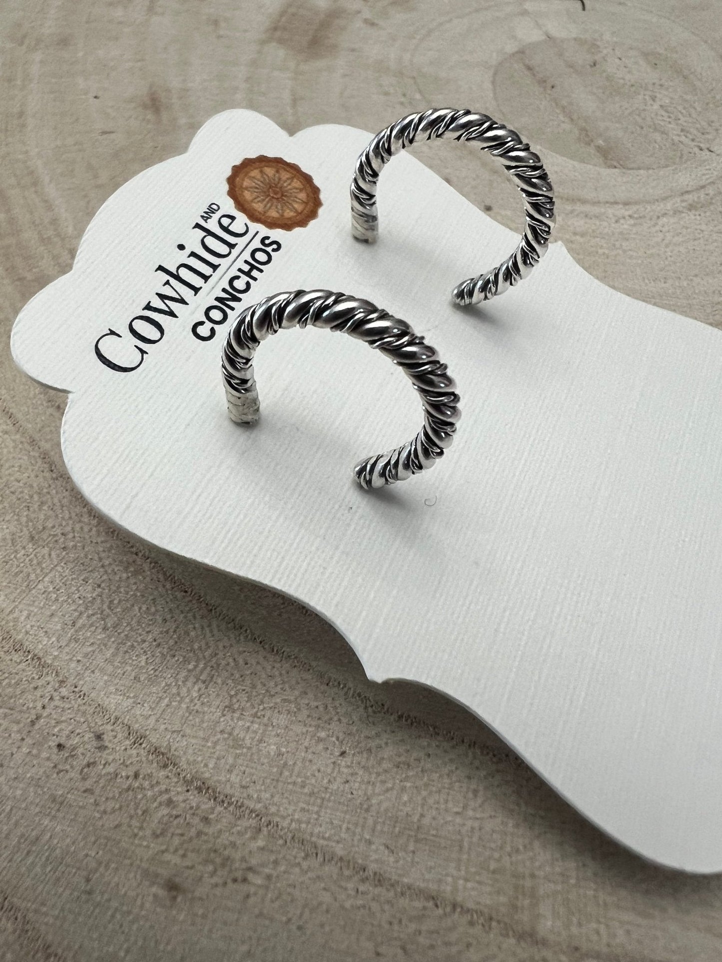 Elaine Tahe Navajo Sterling Silver Hoop Earrings — 5/8" × 1/8" (Listing #2)