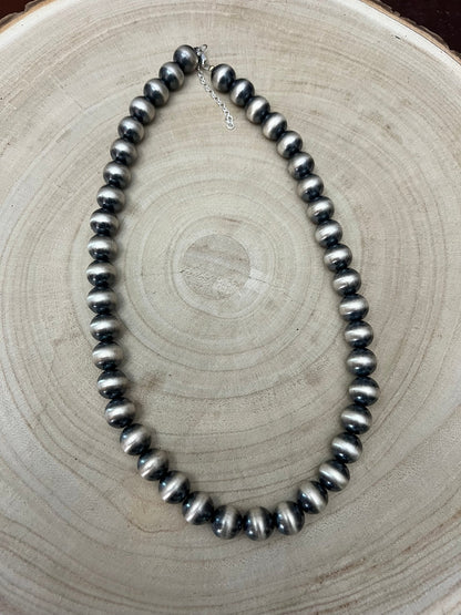 12mm Sterling Silver Pearls Necklace - 20 inch