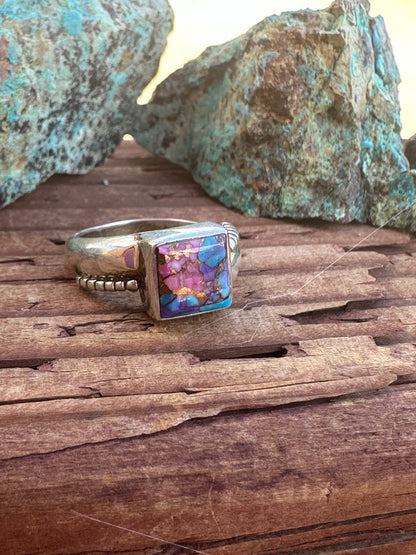 Handcrafted Pink Dream Mojave & Sterling Silver Square Stone Ring
