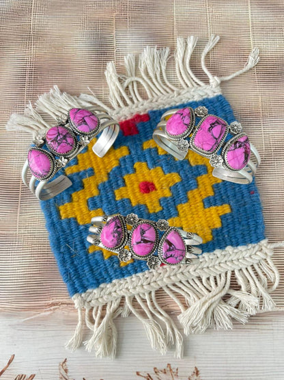 Handmade Sterling Silver Cheery Blossom Cuff Bracelet "Signed Nizhoni"