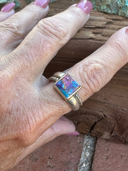 Handcrafted Pink Dream Mojave & Sterling Silver Square Stone Ring