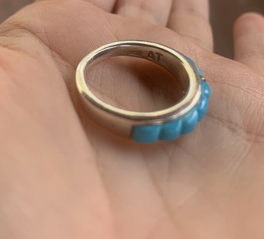 Handcrafted Turquoise  Sterling Silver Stacker