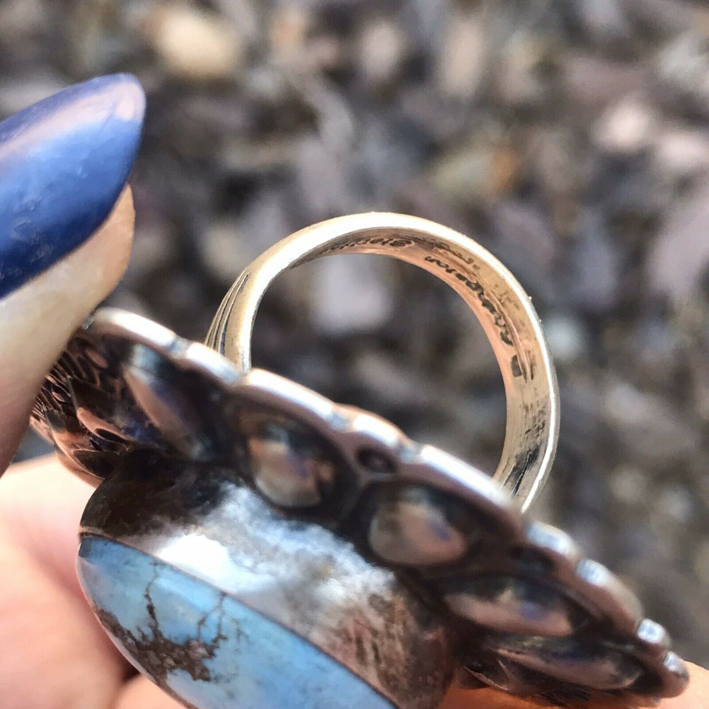 Handcrafted Golden Hills Turquoise & Sterling Silver  Ring Sz 6