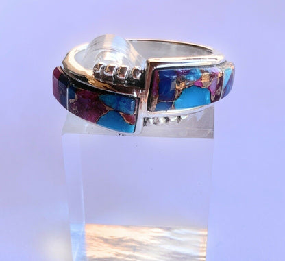 Handcrafted Pink Dream Mojave & Sterling Silver Band