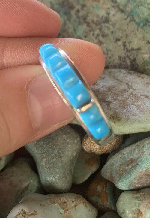 Handcrafted Turquoise  Sterling Silver Stacker