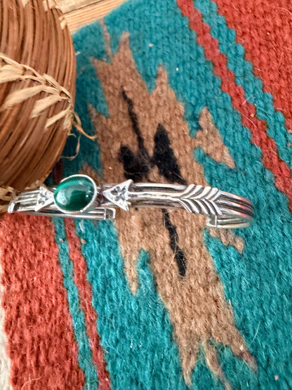 Handcrafted Sterling Silver & Malachite Arrow Cuff Bracelet