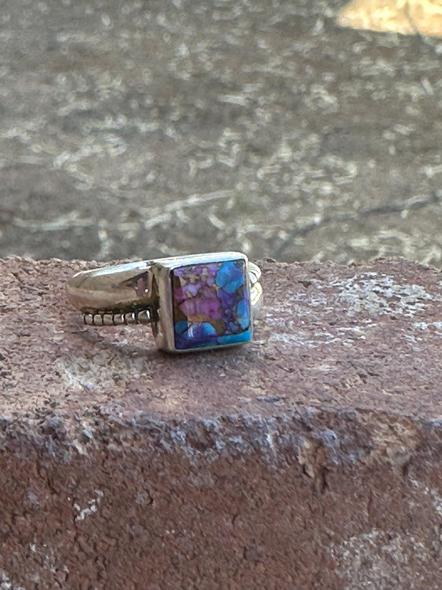 Handcrafted Pink Dream Mojave & Sterling Silver Square Stone Ring