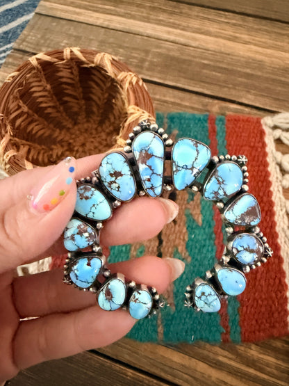 Handcrafted Sterling Silver & Golden Hills Turquoise Naja Pendant by Bernyse Chavez