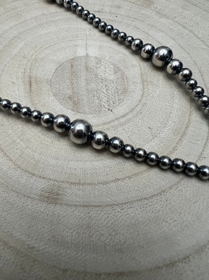 Lariat graduated sterling silver pearl necklace - 18 inch with 4 inch drop