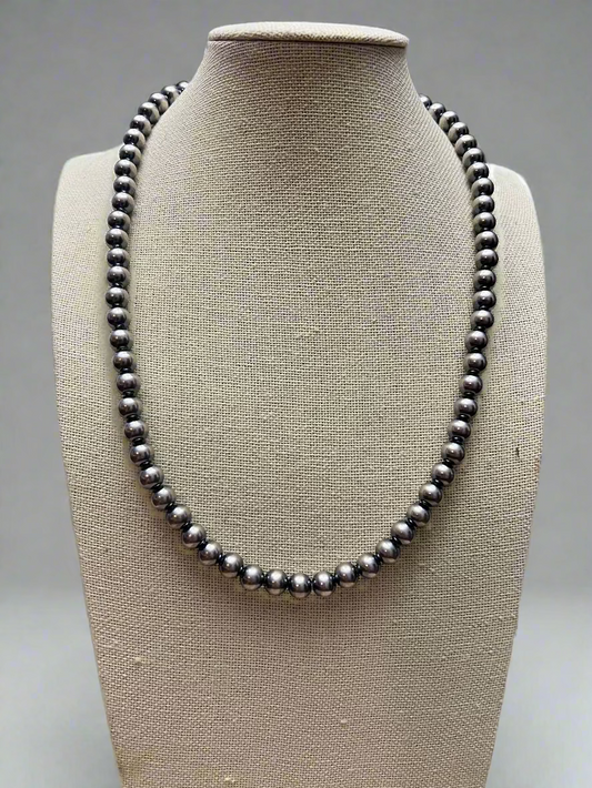 6mm Sterling Pearl Necklace — 22 inch