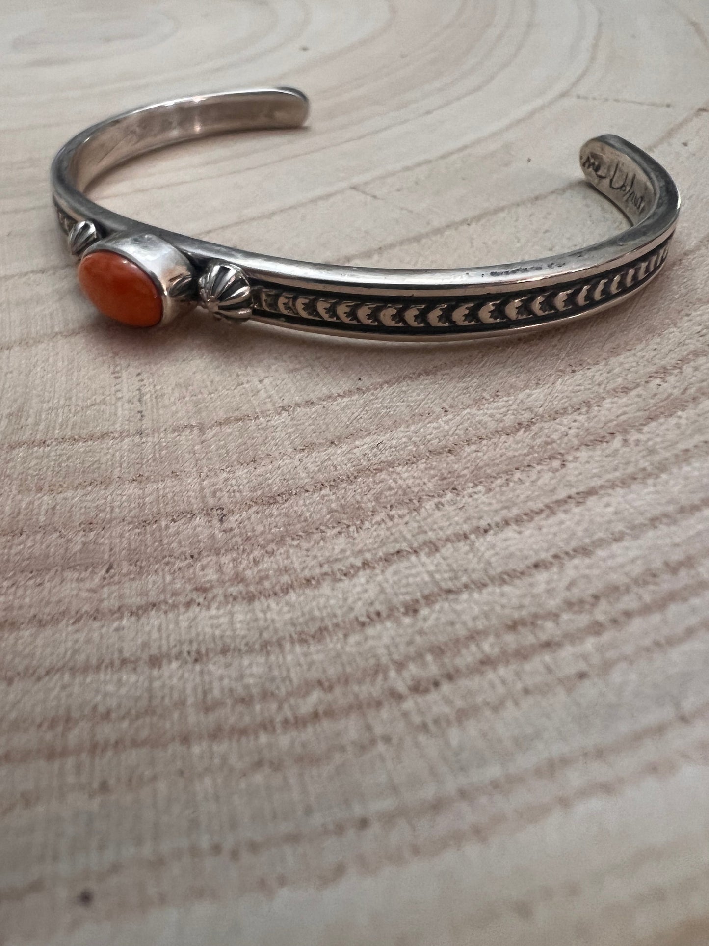 Sterling Silver & Spiny Oyster Bracelet by Jerome Delgarito