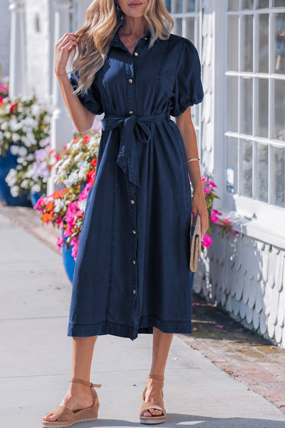 Makayla Bubble Sleeve Long Dress