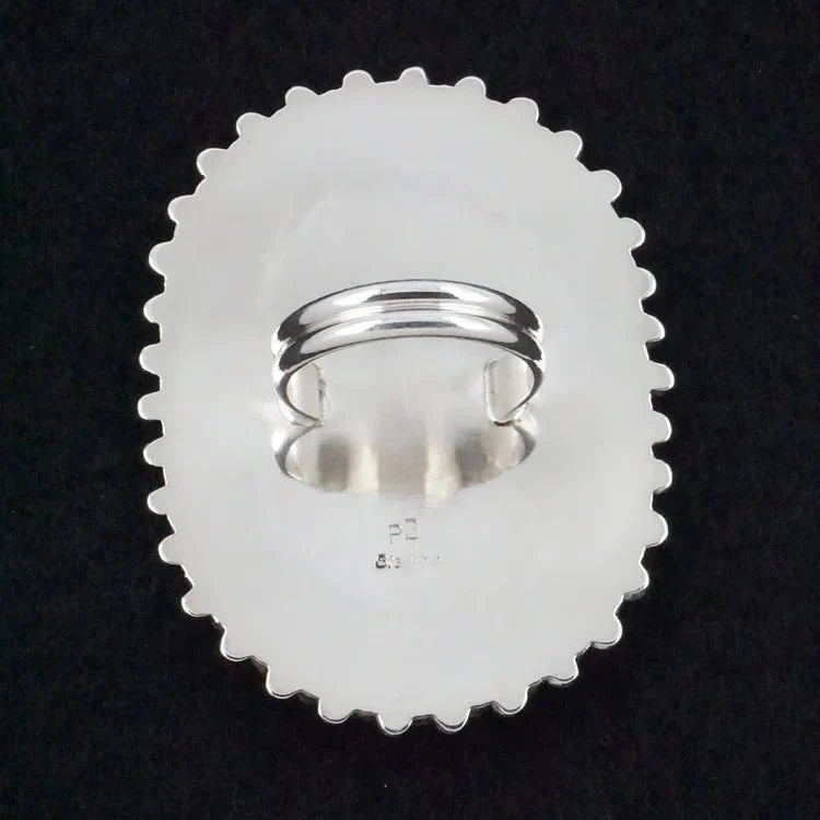 Philena Byjoe Navajo Sterling Silver Cluster Ring with Turquoise — Size 8 (Hallmark PB)