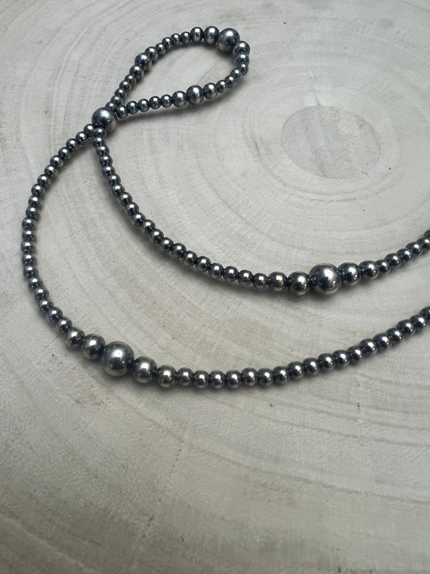 Graduated Sterling Silver Pearls Hoop necklace - 23 inch