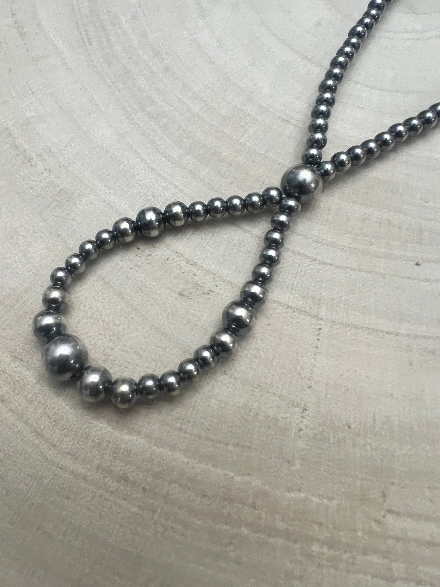 Graduated Sterling Silver Pearls Hoop necklace - 23 inch