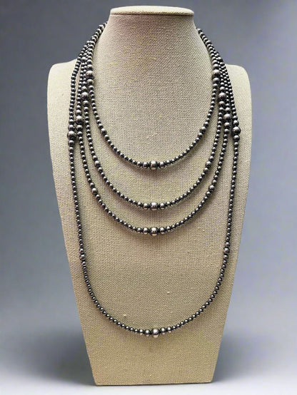Graduated Sterling Pearl Necklace - 28 inch