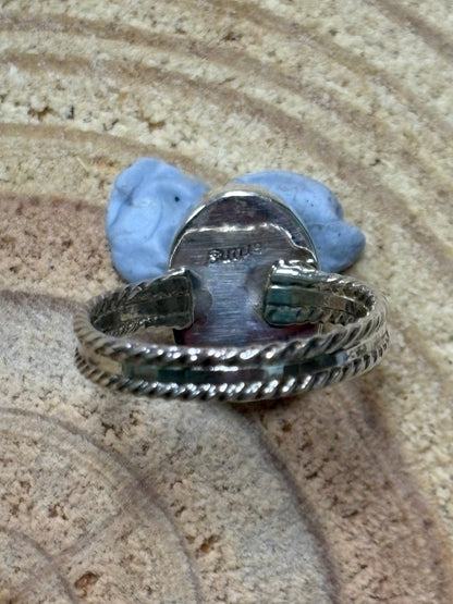 Isabelle Yazzie Navajo Handmade Sterling Silver Opal Ring - Size 7