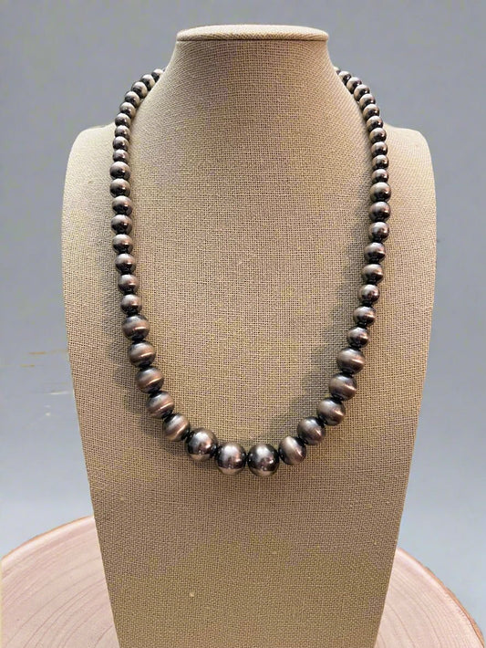 Large Graduated Sterling Silver Pearls Statement necklace - 20.5 inch