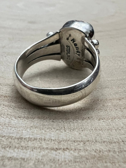 Randy Billy Navajo Sterling Silver Ring with Royston Turquoise — Size 10 (Compact 5/8" × 1/2")