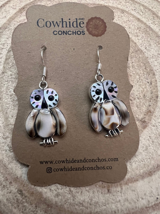 Reginda Kallest Zuni Multi-Stone Inlay Owl Sterling Silver Earrings
