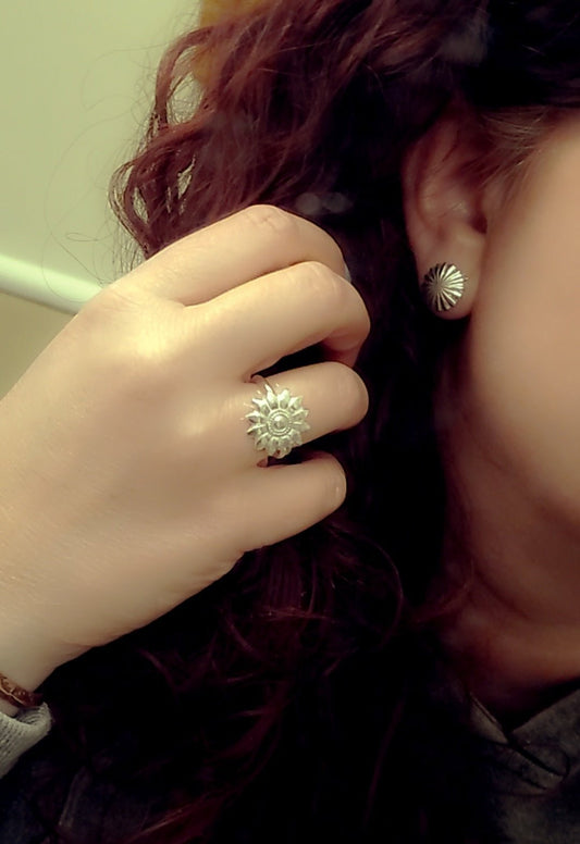 Sterling Silver Starburst Concho Earrings — 16 Gauge Western Statement